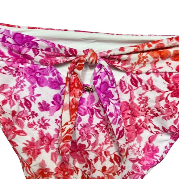 PILYQ Azalea Floral High Waist Bikini Bottoms Pink Size Medium - Picture 9 of 12